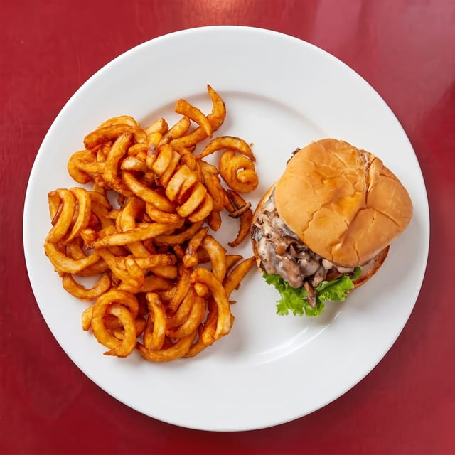 Mushroom Swiss Burger.
