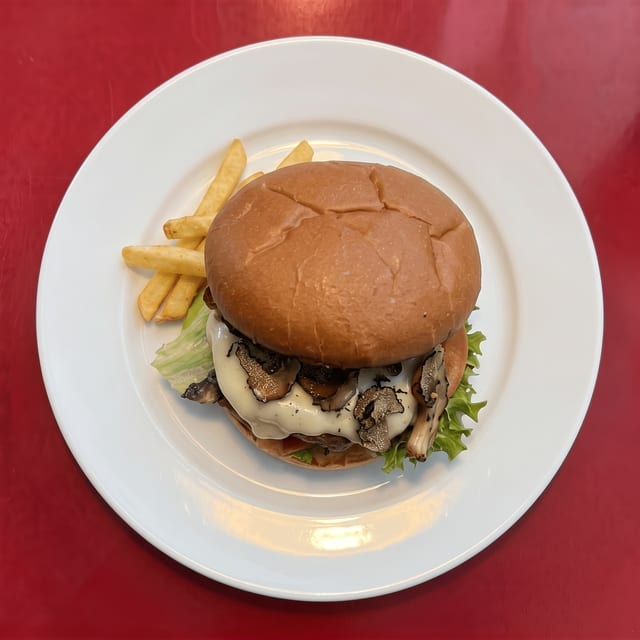 Jumbo Mushroom Swiss Burger.
